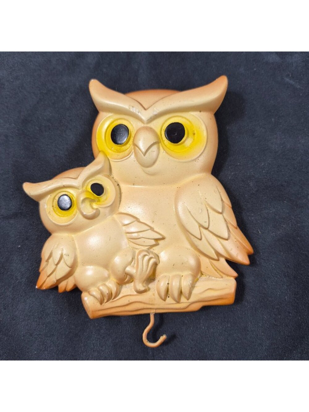 Vintage 1977 Miller Studio Mother Baby Owls Chalkware Wall Plaque Retro Decor